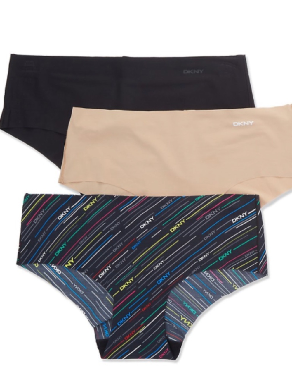DKNY Women's Litewear Hipster Panty - 3 Pack in Black/Glow/Blue | Size: XL